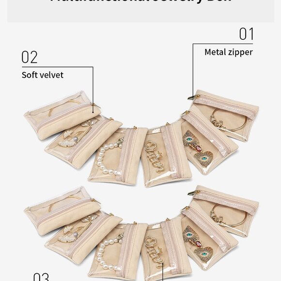 Travel Jewelry Bags - 12pcs Storage Pouches Organizer Case for Women - Picture 4 of 4